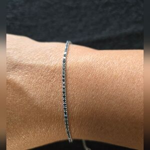 Very Rare Natural Blue Diamond In 18k Solid White Gold Tennis Bracelet